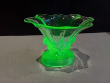 Walther and Sohne Uranium Glass Vase Vintage Art Deco 1930s