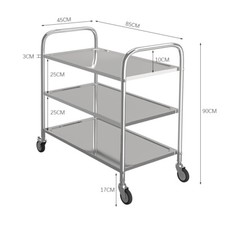 Kitchen Trolley Cart on Wheel Stainless Steel Catering Food Serving Rack Holder
