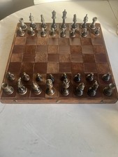 Old Antique Wood & Metal  Chess Pieces - free tracked courier - G3A