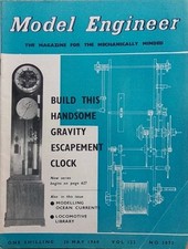 Vintage Model Engineer Magazine May 1960, gravity escapement clock