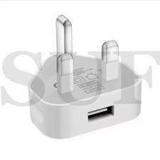 Ameego Uk Main Wall 3 Pin Plug Adaptor Charger Usb Port for Mobile Tablets White