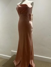 Jarlo satin pink peach evening cocktail braids maid long stroppy dress UK 8 BNWT