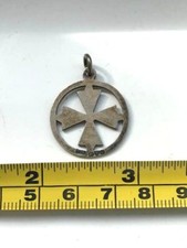 MASONIC MEDIUM ANTIQUE SOLID STAMPED SILVER MALTESE CROSS OF ST. JOHN WATCH FOB