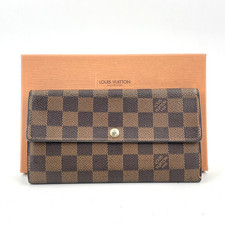 Auth LOUIS VUITTON Damier Ebene Portefeuille Sarah N61734 Unisex Wallet KB446