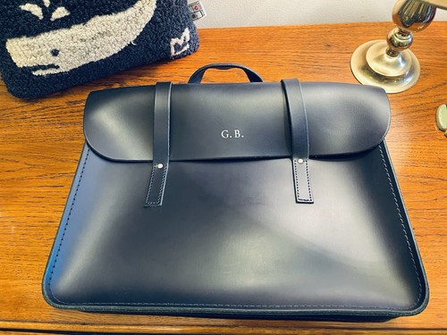 Leather attaché laptop bag - leather,