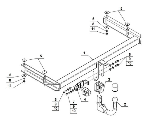 Detachable swan neck tow bar - neck,