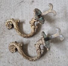 French 19thC Brass Rococo Estate/ Château Curtain Tie Backs (Antique)