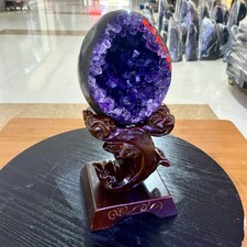 4.6LB  Natural amethyst Dinosaur egg Quartz Crystal Mineral Reiki Healing+base-