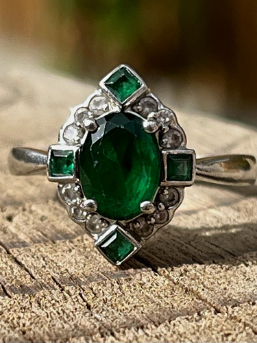 Sterling silver green cubic - green,