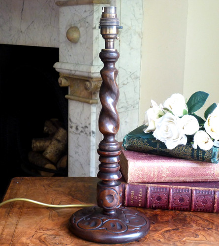 Wooden barley twist table lamp - barley,