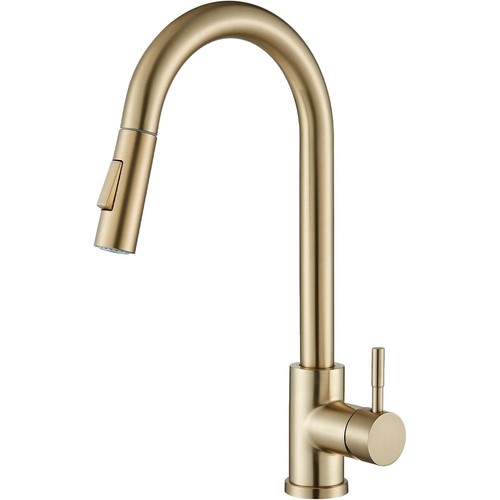 Modern brushed gold kitchen - brushed,