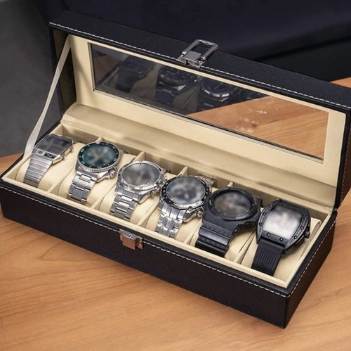 Slot leather watch box - pu,