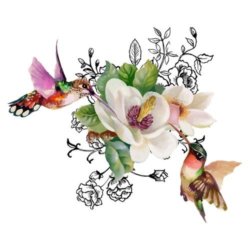 Florals birds toilet lid - toilet,