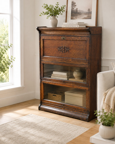 Oak bureau bookcase - oak,