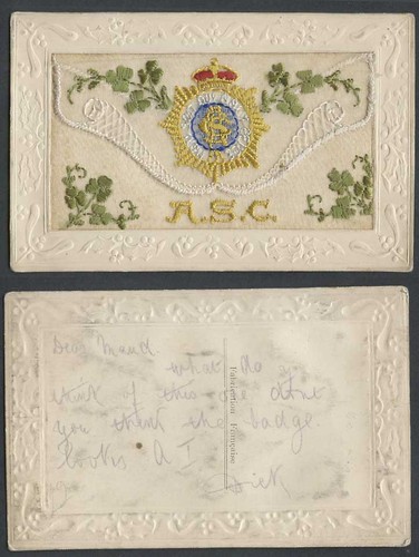 Ww1 silk embroidered old - silk,
