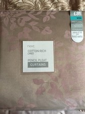Next Blush Mocha Pencil Pleat Curtains NEW. W 228cm D 229cm 90"drop