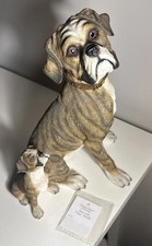 Country Artists 01838 “Boxer with Puppy - Brindle” Hand Crafted and Hand Painted