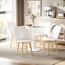 Round Dining Table and Chairs Set 4 with PU Padded Seat, Round Kitchen Table