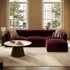 Large Burgundy Velvet Curved