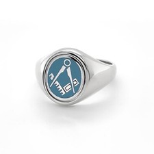 Craft Masonic Ring Square and Compass Reversible Swivel Head Hallmarked Silver