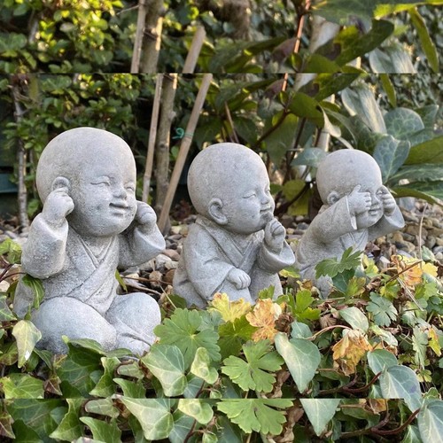 Happy small monks stone - monks,