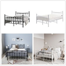 Strong Metal Bed Frame 4ft 4ft6 Double Size Solid Bedstead Base +MATTRESS