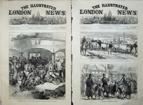Original old antique print - old,