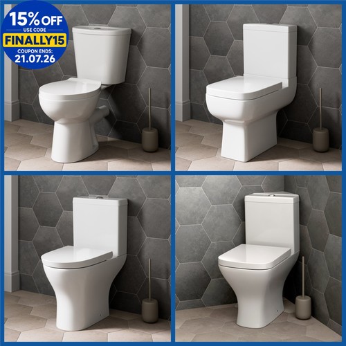 Close coupled bathroom toilet - close,