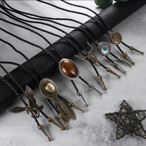 Western cowboy bolo tie black - western,