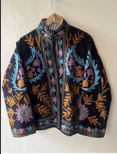 Ethnic floral embroidery - floral, black