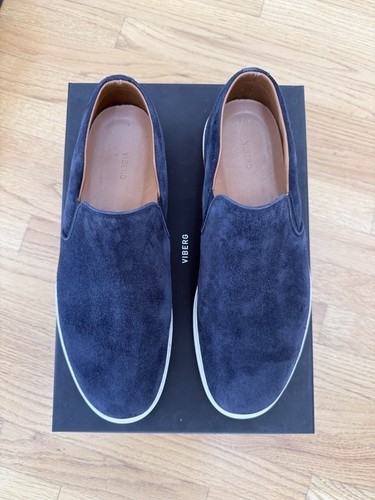 Viberg navy slip janus - on, calf