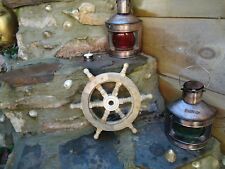 Ships wheel Mango Wood 32cm across Wooden Metal Centre Nautical maritime Pirate