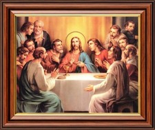 THE LAST SUPPER JESUS & THE 12 DISCIPLES - CHRISTIAN RELIGIOUS FRAMED PICTURE WA