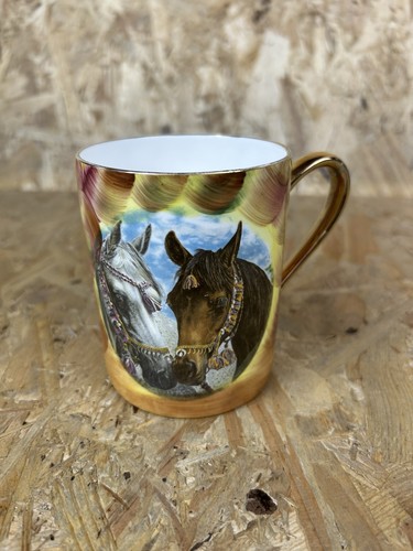 Bone china mug - china, horses