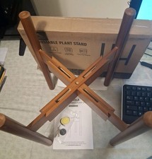 14.5in. Tall Plant Stand,Adjustable Width Bamboo For8 9 10 11 12 in. Pots Indoor