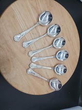 6 Vintage Soup Spoons kings pattern silver plated EPNS A1 Rogers & Sons