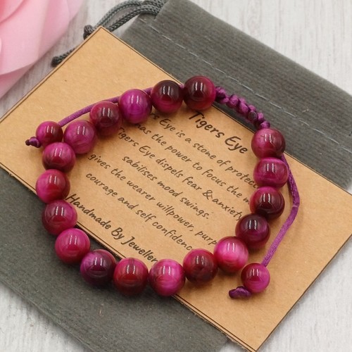 Magenta tigers eye bracelet - eye,