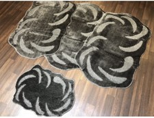 ROMANY GYPSY WASHABLES SET OF 4 MATS DARK GREY MATS/RUGS SHAPED NON SLIP NEW X