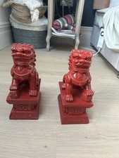 Pair of Red Chinese Foo Dogs