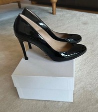 L.K Bennett Stila Stiletto Heel Shoes Black Patent Leather UK Size 4.5 /37.5 New