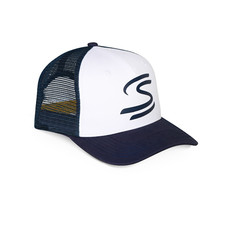 Ayrton Senna Official Formula 1 Logo Trucker Baseball Cap Mesh Back White Navy