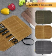 7 Slot Chef Knife Roll Bag Waxed Canvas Portable Knife Storage Case Carry Bag