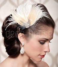 Dyed Peacock Feather Fascinator Wedding Hair Clip Bridal Festival Party Vintage