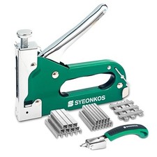 Heavy Duty Staple Gun Upholstery Wood Adjustable Force 3 Different Nails 3000PCS