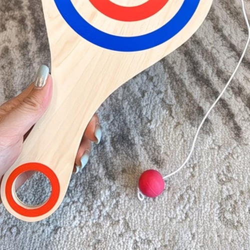 Wooden paddle ball with - wooden, string