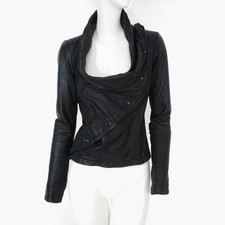 STUNNING WOMENS ALL SAINTS DAMREY LEATHER JACKET DECONSTRUCTED BIKER 8 BLACK