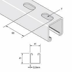 Steel channel slotted - channel, 41