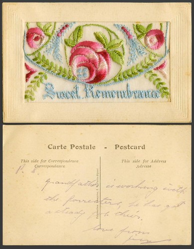 Ww1 silk embroidered french - silk,