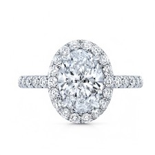 Christmas Sale Diamond Ring Lab Grown Oval 2.2 Carat IGI 14k White Gold