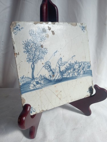 Antique delft tile - tile,